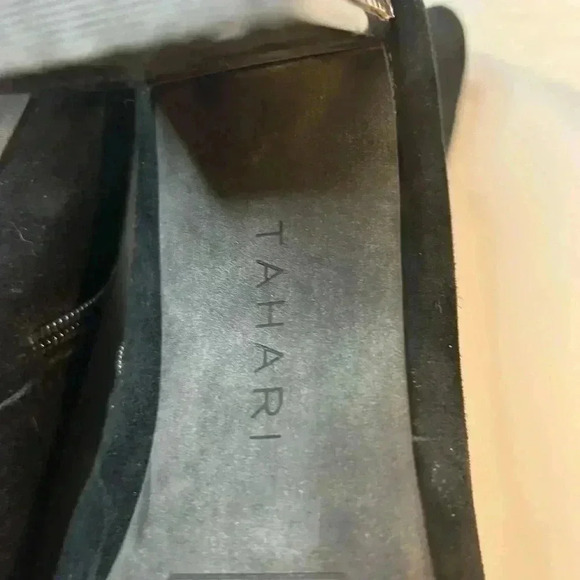 🖤🩶”Tahari” Black Suede Peep Toe Booties w/Snakeskin Print & Metallic Heel🖤🩶 - Picture 10 of 10